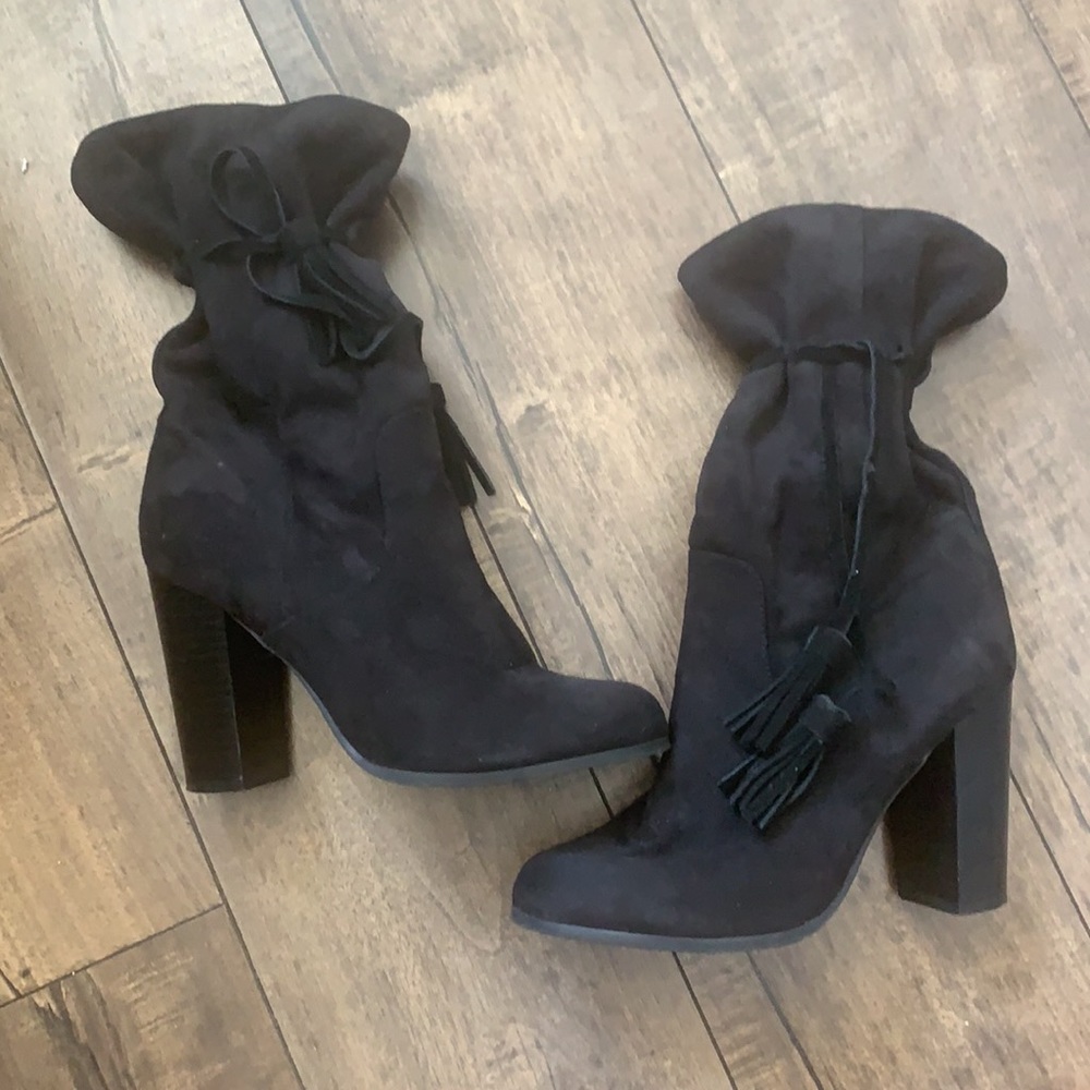 Suede mud calf boots